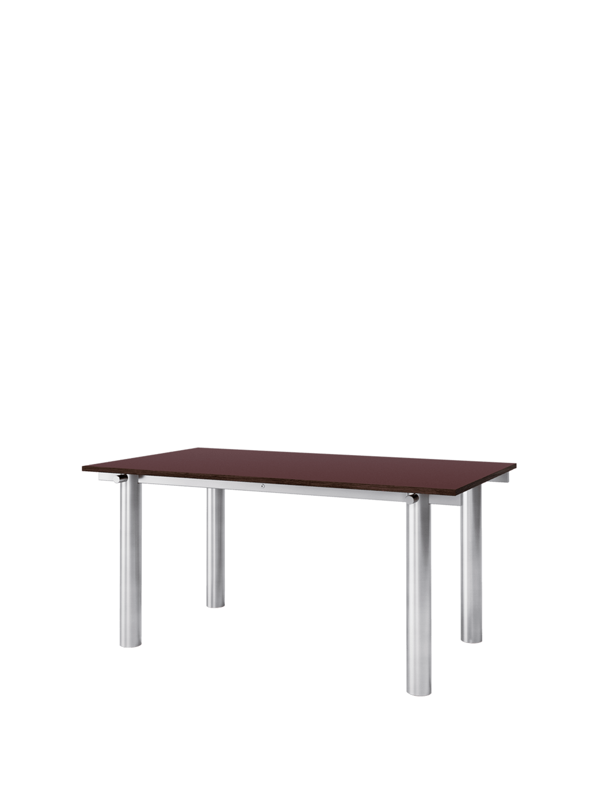 Table à manger rectangulaire en acier inoxydable brossé et lino bordeaux 160 x 90 cm Atura - Ferm Living - The Cool Republic