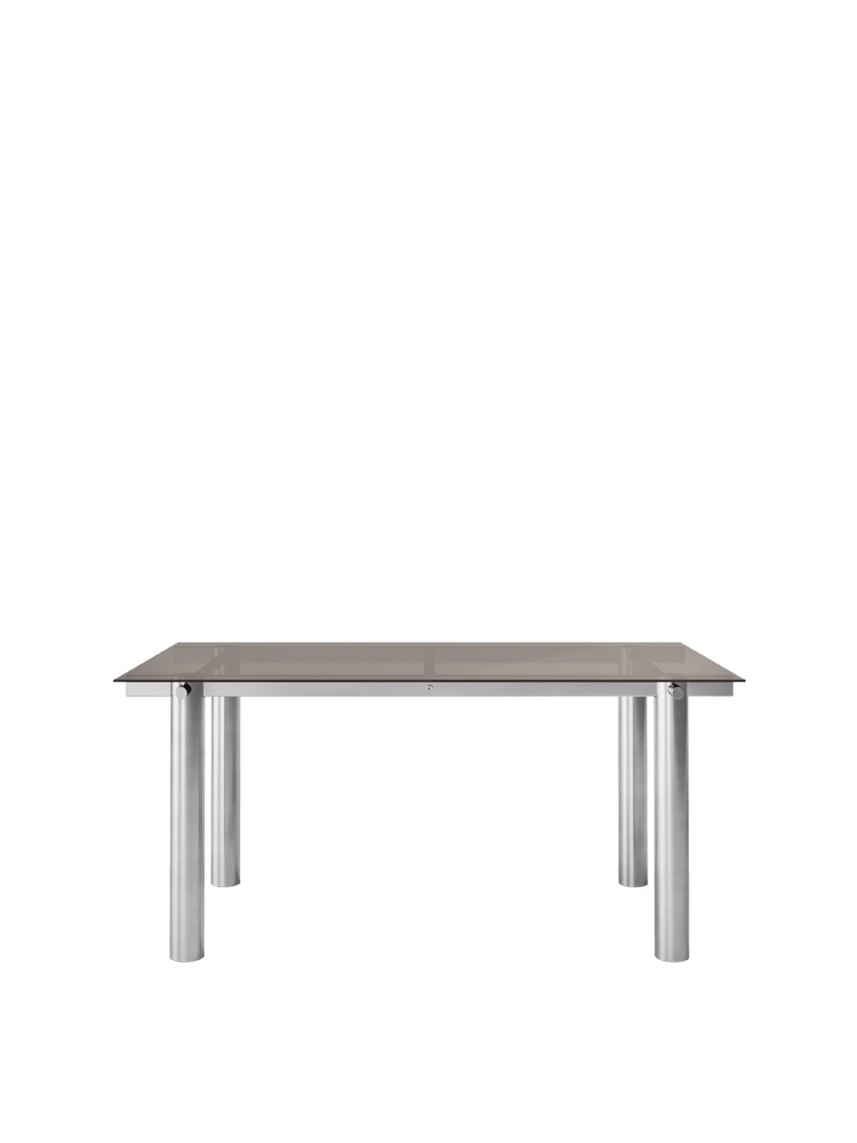 Table à manger rectangulaire en acier inoxydable brossé et verre teinté foncé 160 x 90 cm Atura - Ferm Living - The Cool Republic