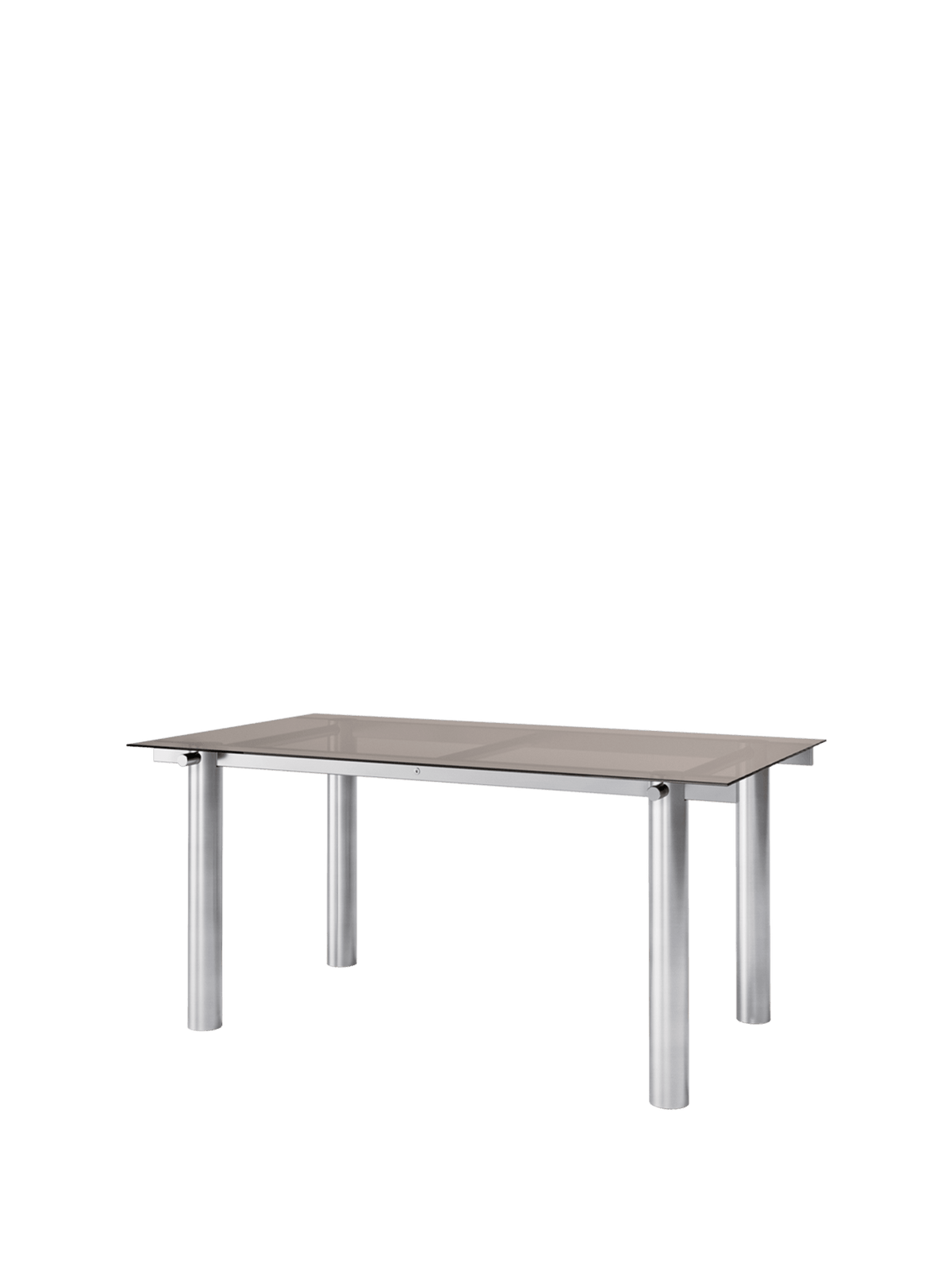 Table à manger rectangulaire en acier inoxydable brossé et verre teinté foncé 160 x 90 cm Atura - Ferm Living - The Cool Republic