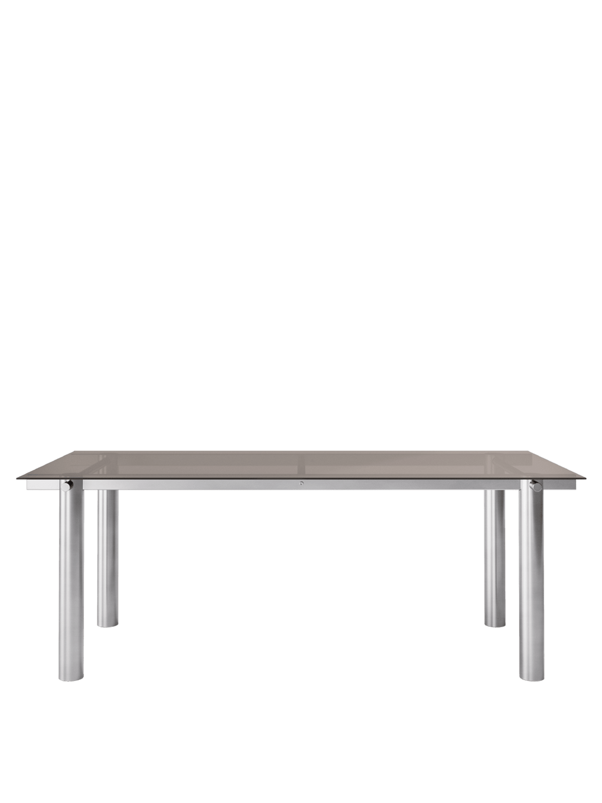 Table à manger rectangulaire en acier inoxydable brossé et verre teinté foncé 200 x 90 cm Atura - Ferm Living - The Cool Republic