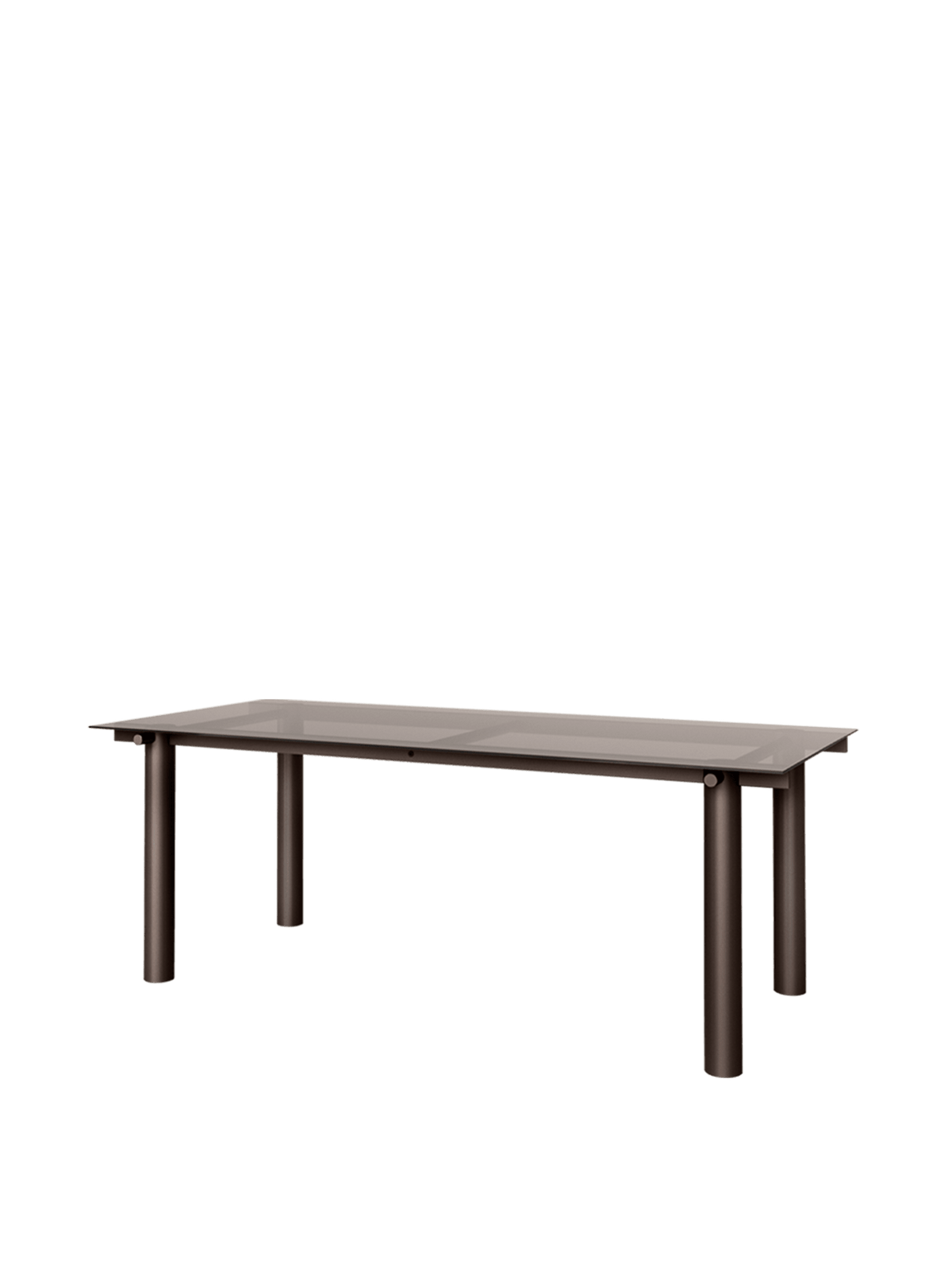Table à manger rectangulaire en acier marron et verre teinté foncé 200 x 90 cm Atura - Ferm Living - The Cool Republic