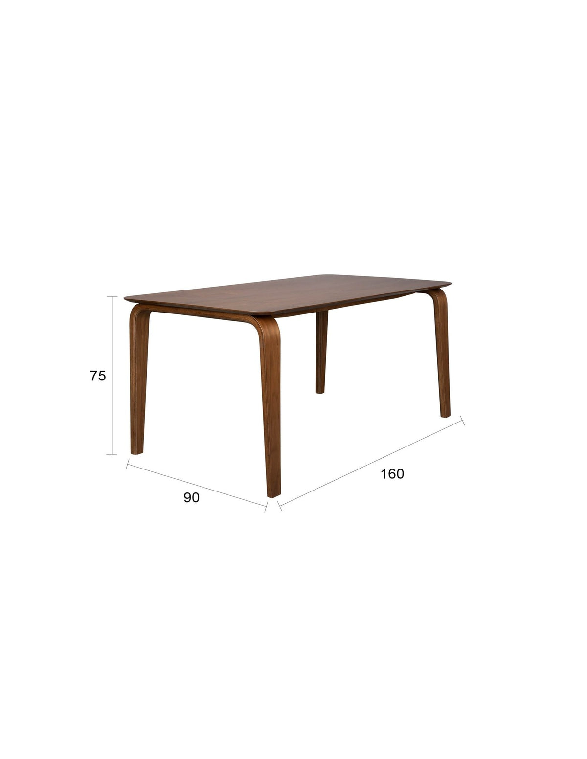 Table à manger rectangulaire en bois d’hévéa marron 160 x 90 x 75 cm - The Cool Republic - The Cool Republic