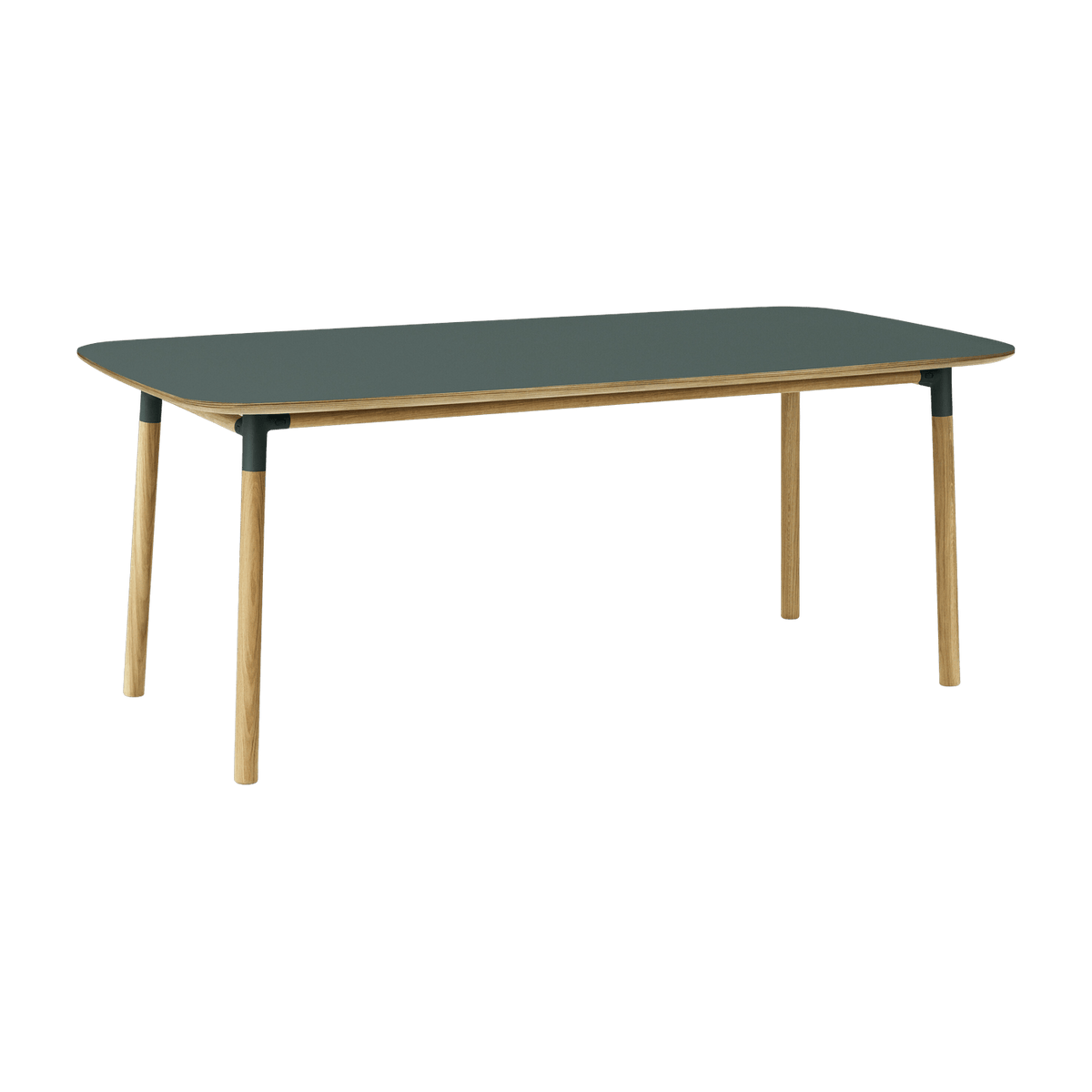Rectangular dining table in oak and green lino 95 x 200 cm Form - Normann Copenhagen - The Cool Republic