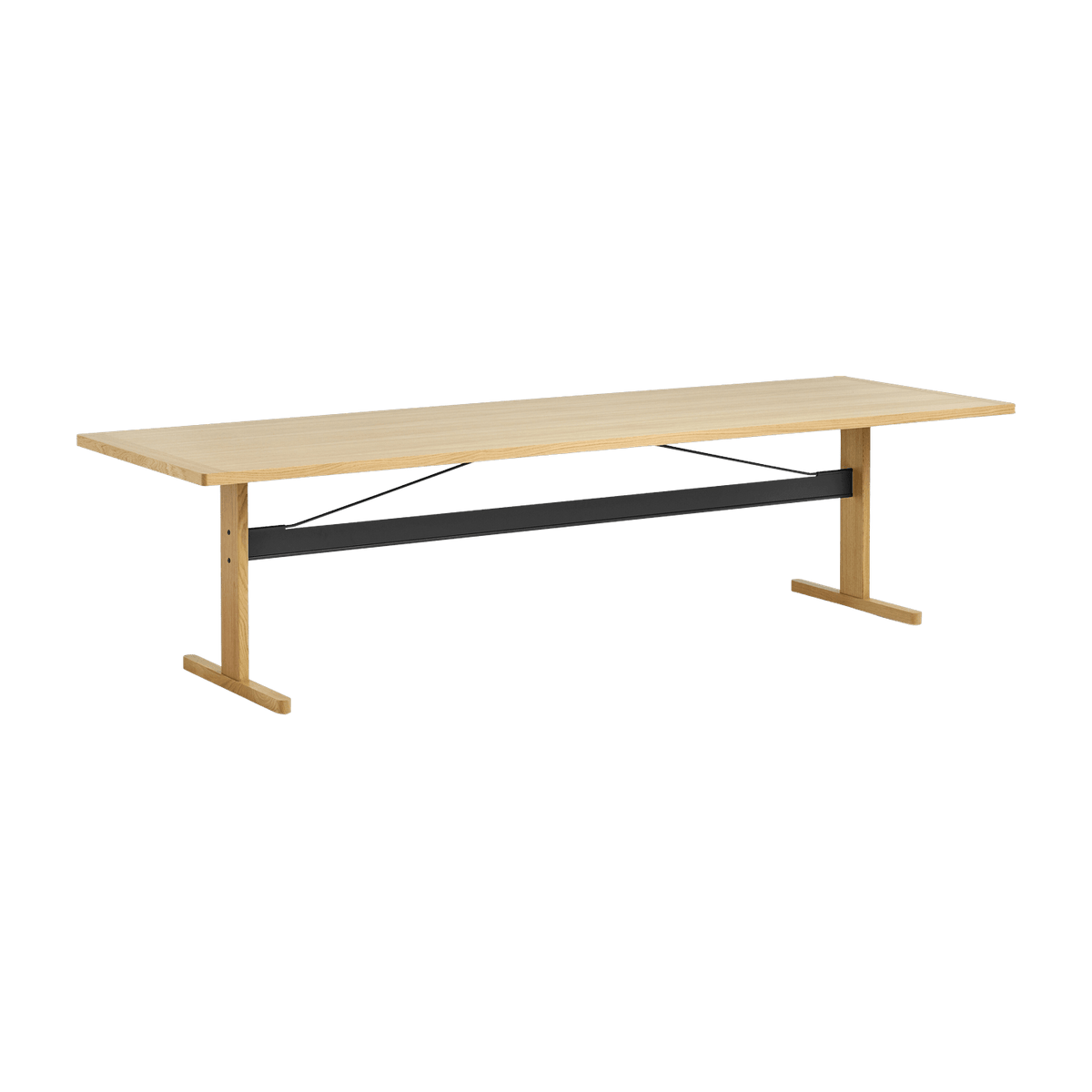 Rectangular dining table in natural oak and black 300 cm Passerelle - Hay - The Cool Republic