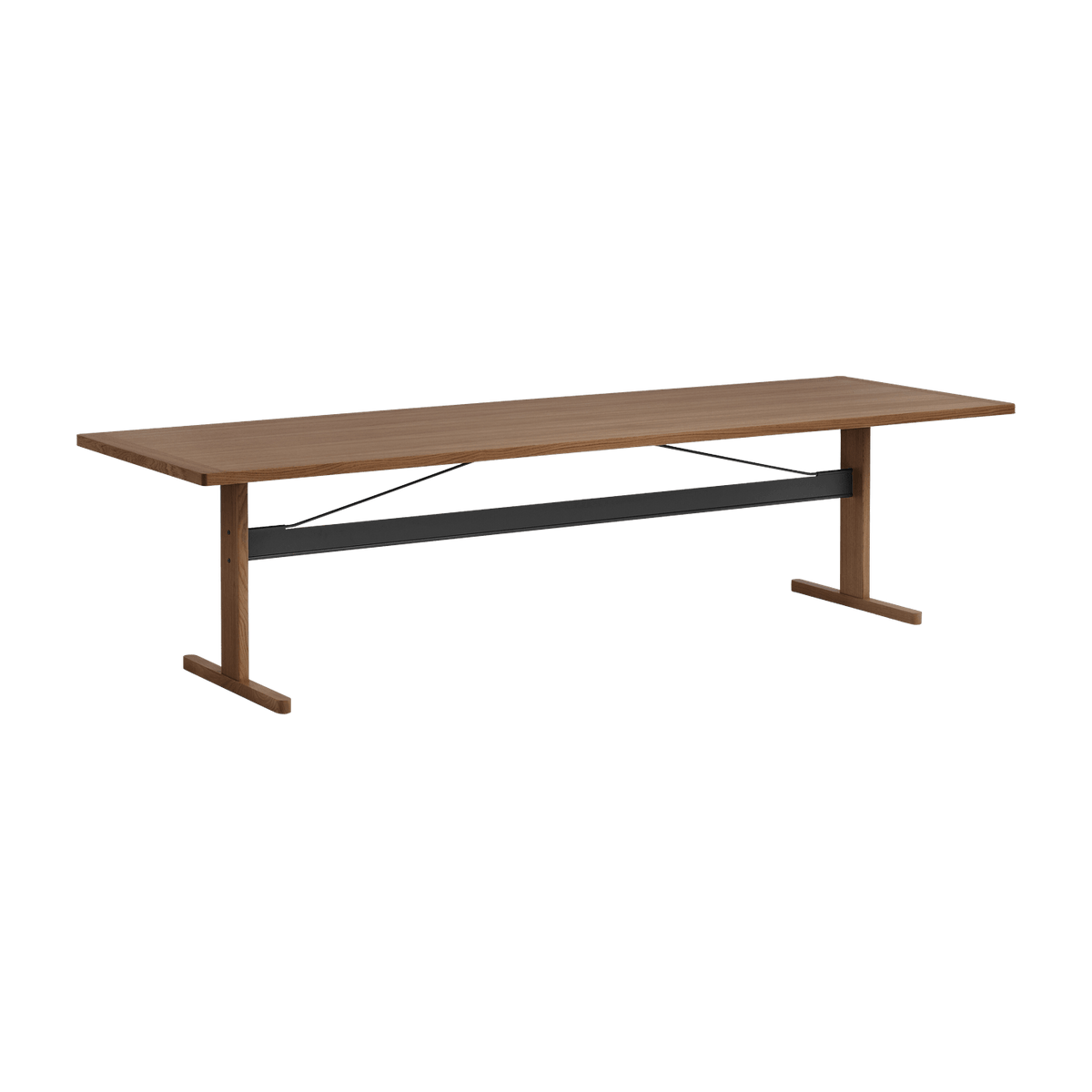 Rectangular dining table in natural walnut and black 300 cm Passerelle - Hay - The Cool Republic