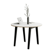 Table à manger ronde 110 cm en bois éco-certifié blanc et pieds noirs graphite New Modern - Tiptoe - The Cool Republic