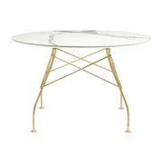 Table à manger ronde effet marbre blanc et doré 118 cm Glossy - Kartell - The Cool Republic