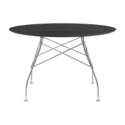 Table à manger ronde effet marbre noir et chromé 118 cm Glossy - Kartell - The Cool Republic
