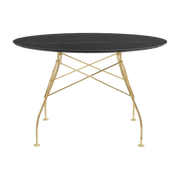 Table à manger ronde effet marbre noir et doré 118 cm Glossy - Kartell - The Cool Republic