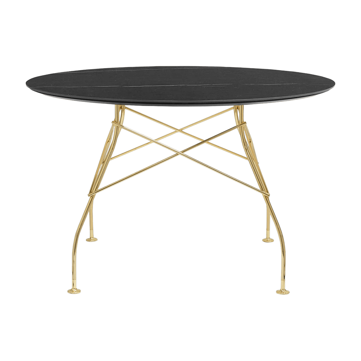 Table à manger ronde effet marbre noir et doré 118 cm Glossy - Kartell - The Cool Republic