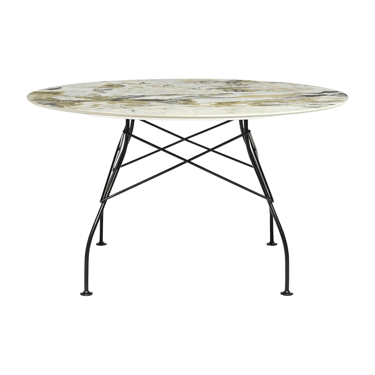 Cms Table Coding Table Round marble-effect dining table Symphonie and black 128 cm Glossy ...
