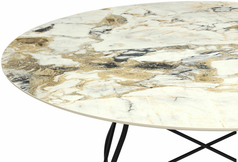 Cms Table Coding Table Round marble-effect dining table Symphonie and black 128 cm Glossy ...