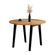 Table à manger ronde en bois ancien et piètement en acier noir 110 x 75 cm New modern - TIPTOE - The Cool Republic