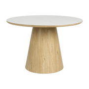 Table à manger ronde en bois de chêne naturel et pierre blanche 115cm Octave - The Cool Republic - The Cool Republic