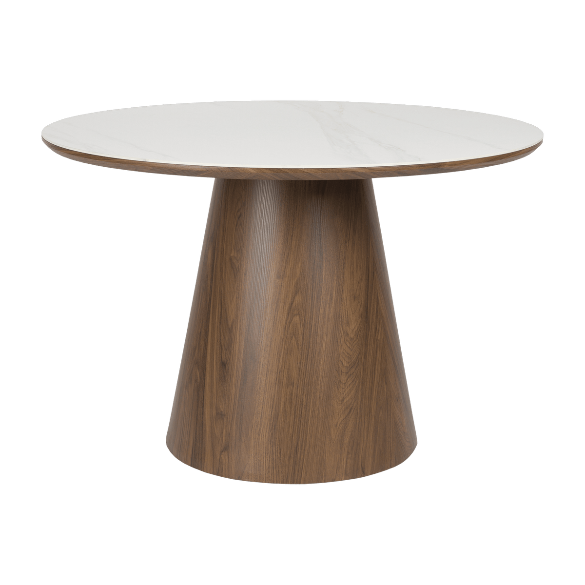 Table à manger ronde en bois de noyer et pierre blanche 115cm Octave - The Cool Republic - The Cool Republic
