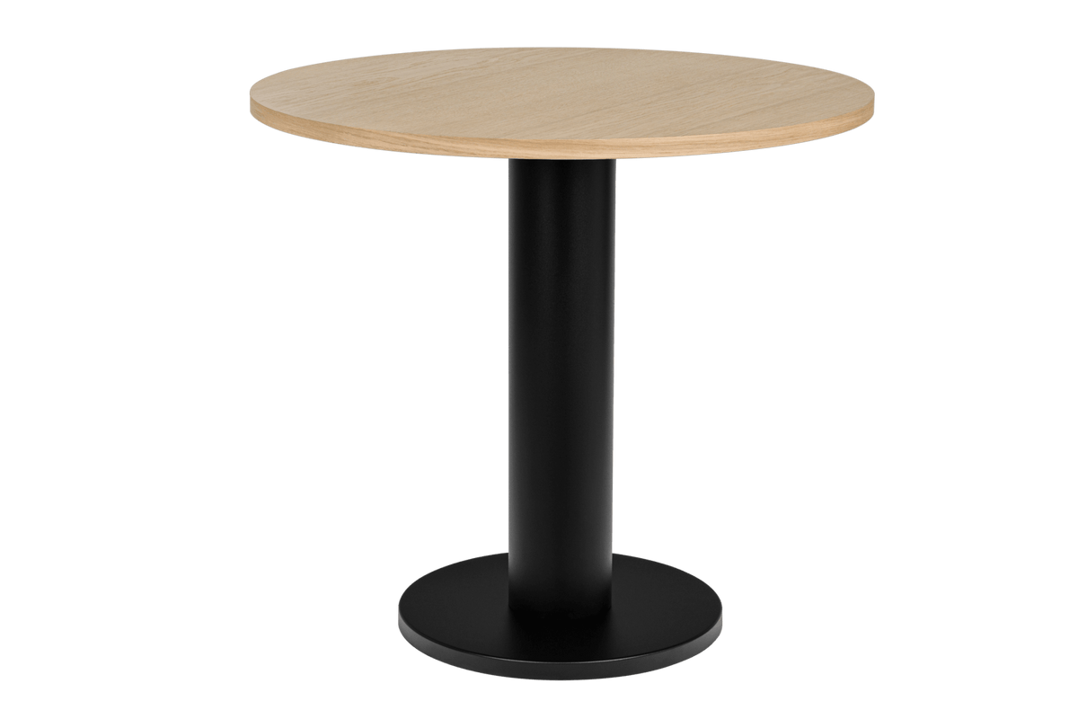 Table à manger ronde en chêne et acier noir et beige 80x80x73 cm Sool Café - noo.ma - The Cool Republic