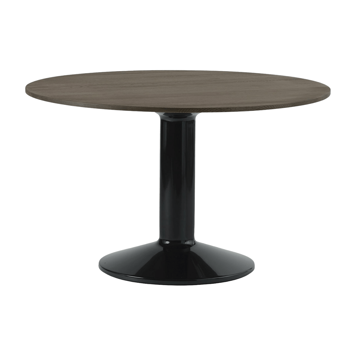 Table à manger ronde en chêne massif foncé et piètement noir 120 cm Midst - Muuto - The Cool Republic