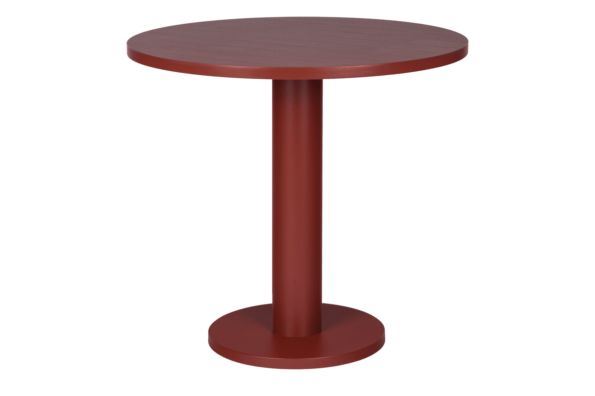 Table à manger ronde en frêne et acier rouge 80x80x73 cm Sool Café - noo.ma - The Cool Republic