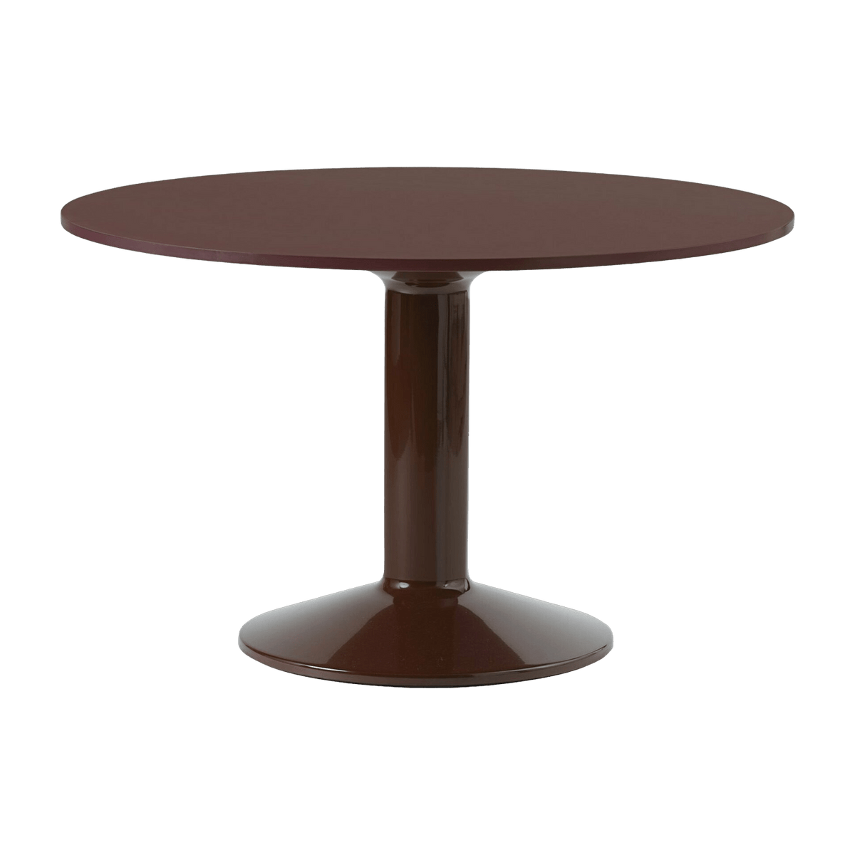 Table à manger ronde en linoléum et acier rouge 120 cm Midst - Muuto - The Cool Republic