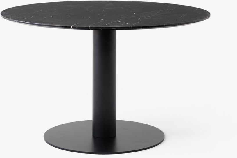 Table à manger ronde en marbre noire et base en acier noire 120 cm - &Tradition - The Cool Republic