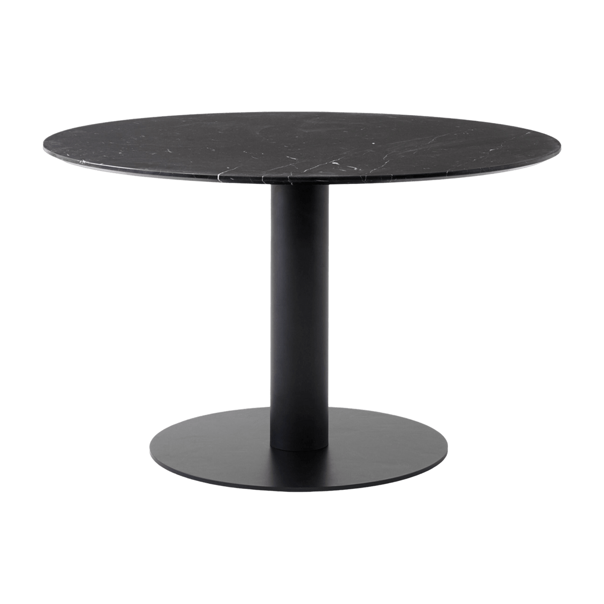Table à manger ronde en marbre noire et base en acier noire 120 cm - &Tradition - The Cool Republic