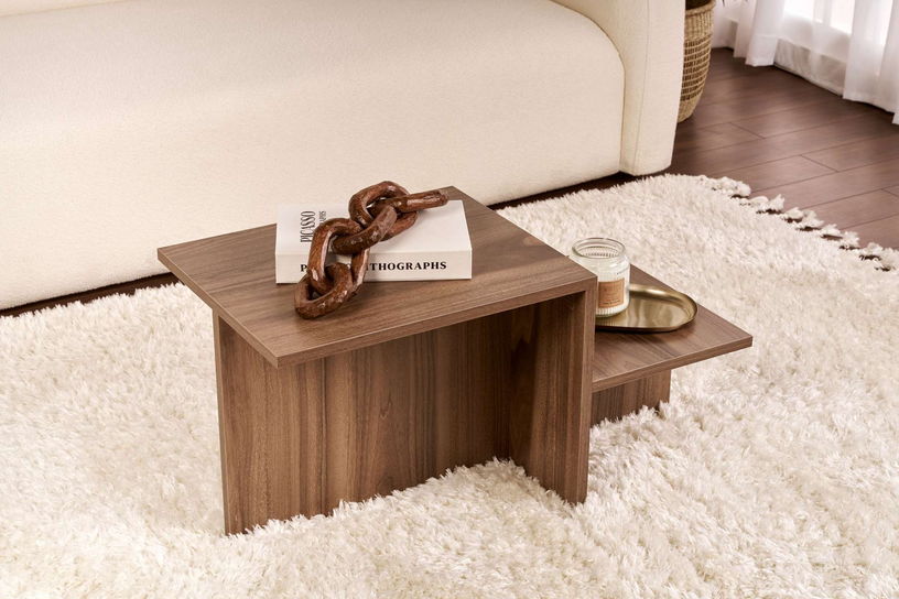 Table basse assymétrique en bois foncé 80x40cm Harmony - Home Design - The Cool Republic
