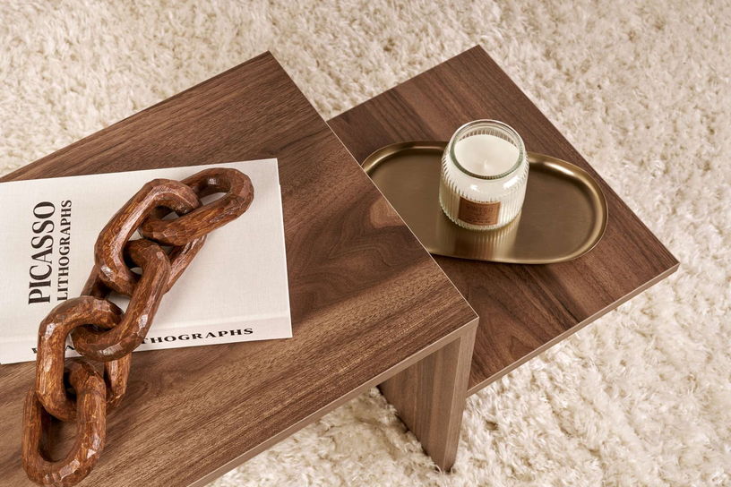 Table basse assymétrique en bois foncé 80x40cm Harmony - Home Design - The Cool Republic