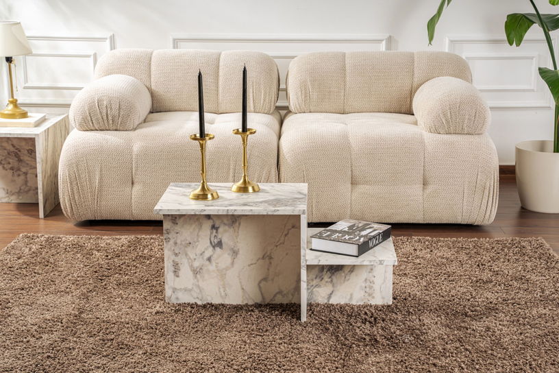 Table basse asymétrique effet marbre 80x40cm Harmony - Home Design - The Cool Republic