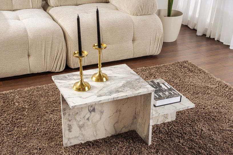 Table basse asymétrique effet marbre 80x40cm Harmony - Home Design - The Cool Republic