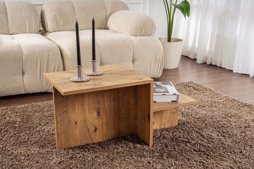 Table basse asymétrique en bois 80x40cm Harmony - Home Design - The Cool Republic