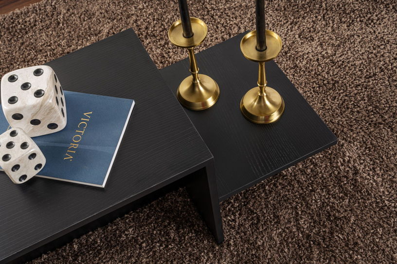 Table basse asymétrique en bois noir 80x40cm Harmony - Home Design - The Cool Republic