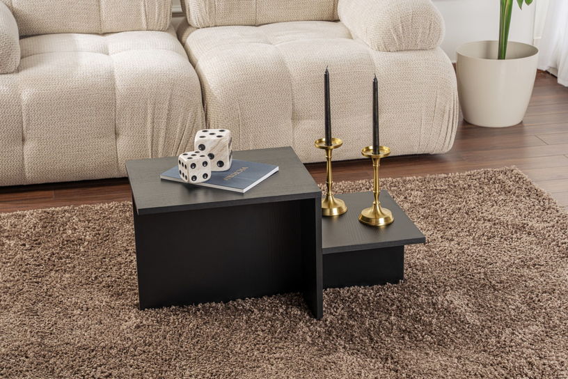 Table basse asymétrique en bois noir 80x40cm Harmony - Home Design - The Cool Republic