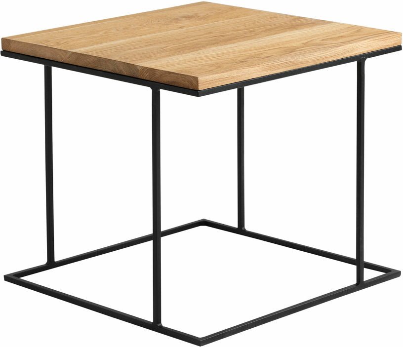 Table basse carré en métal noir plateau en plaqué bois Walt - Custom Form - The Cool Republic