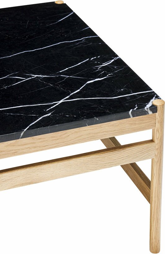 Table basse carrée 80x80 cm marbre noir et bois Raw - Hübsch - The Cool Republic