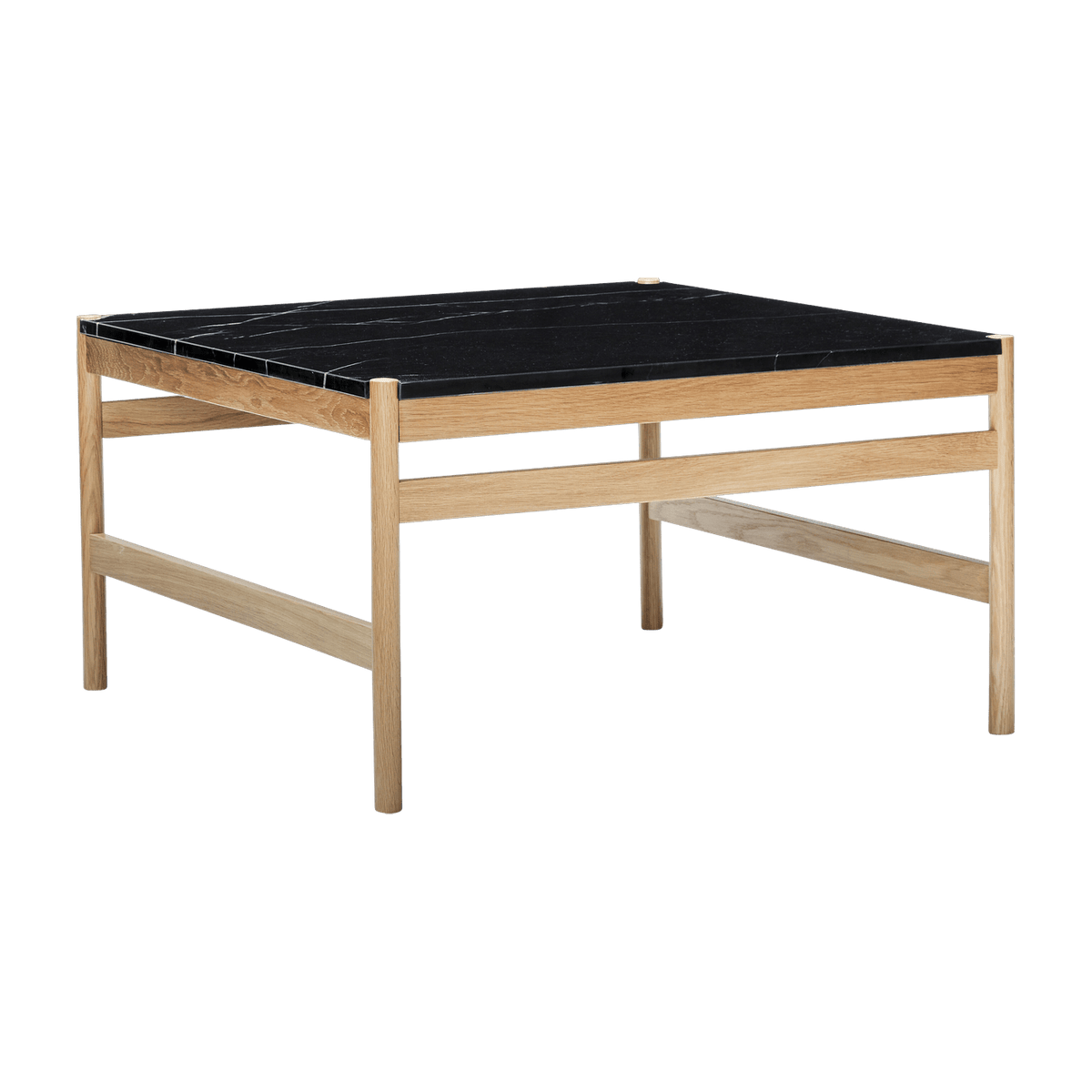 Table basse carrée 80x80 cm marbre noir et bois Raw - Hübsch - The Cool Republic