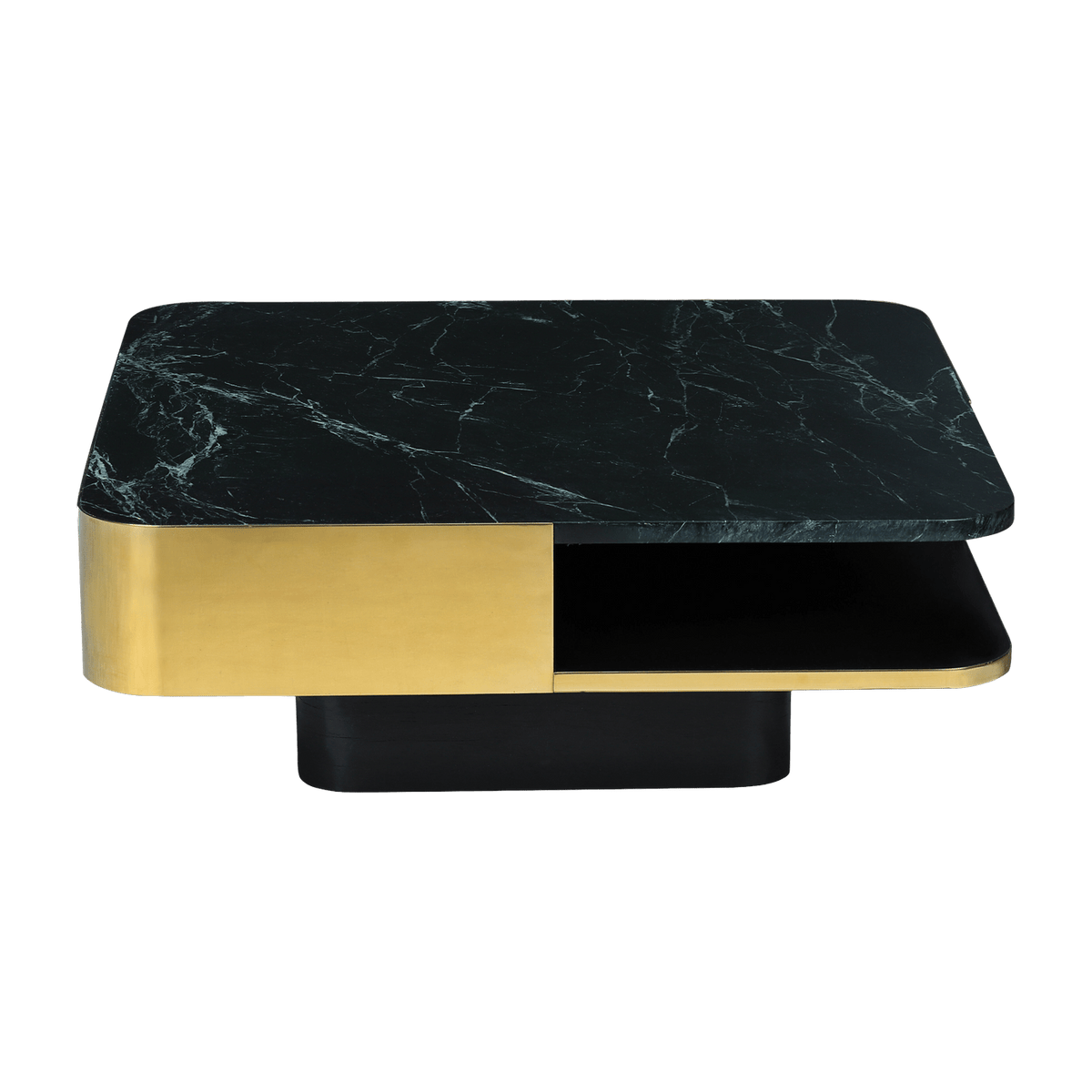 Table basse carrée en laiton et marbre vert 80x80cm Lounge - RED Edition - The Cool Republic