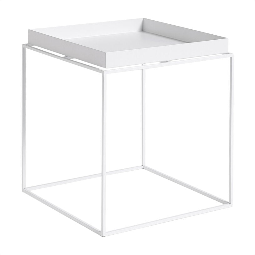 Table basse carrée en métal blanc 40 x 40 x 44 cm Tray - HAY - The Cool Republic