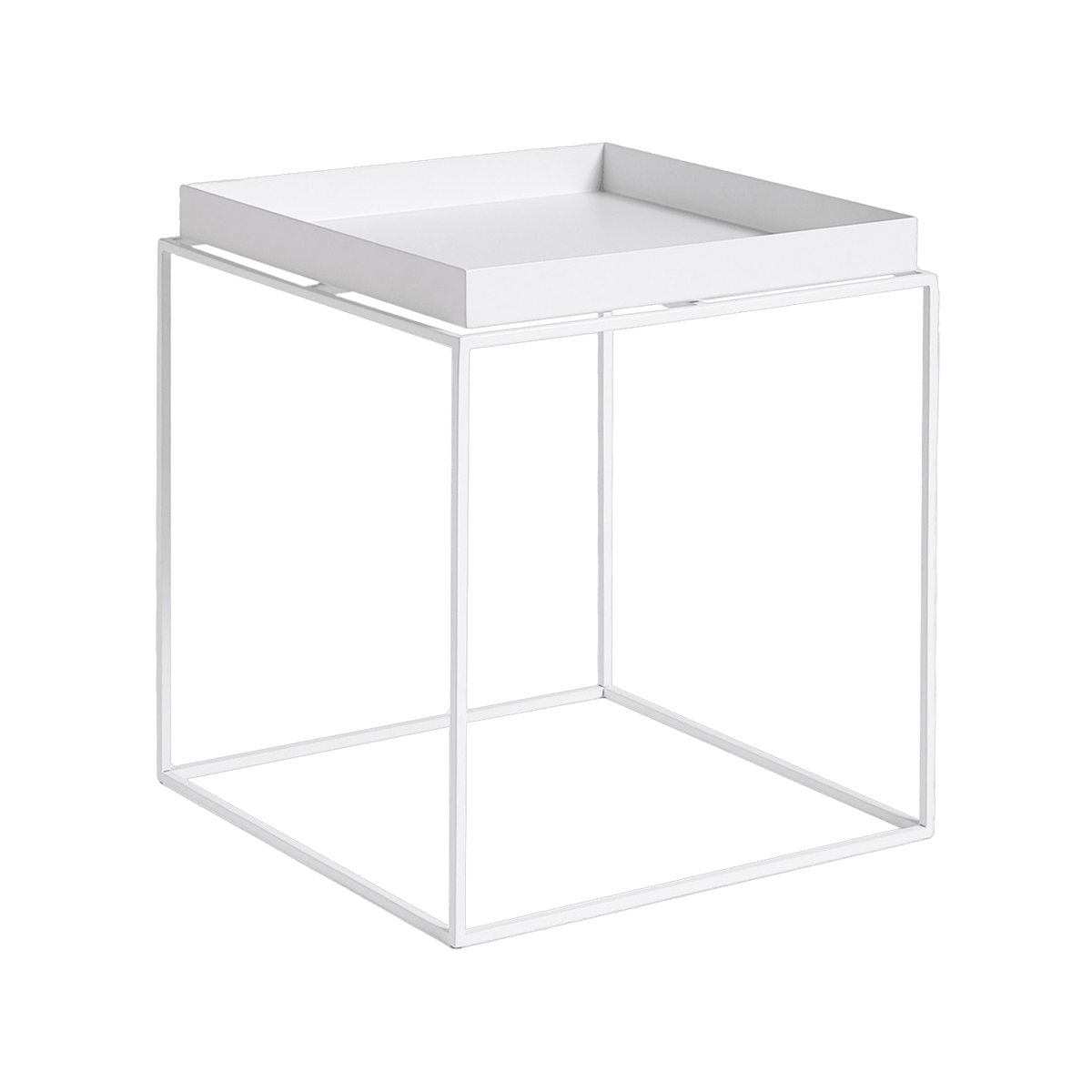 Table basse carrée en métal blanc 40 x 40 x 44 cm Tray - HAY - The Cool Republic