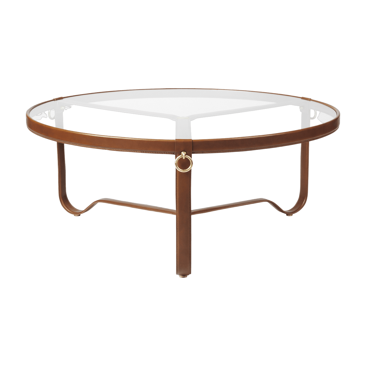 Table basse circulaire cuir marron 100 cm Adnet - Gubi - The Cool Republic