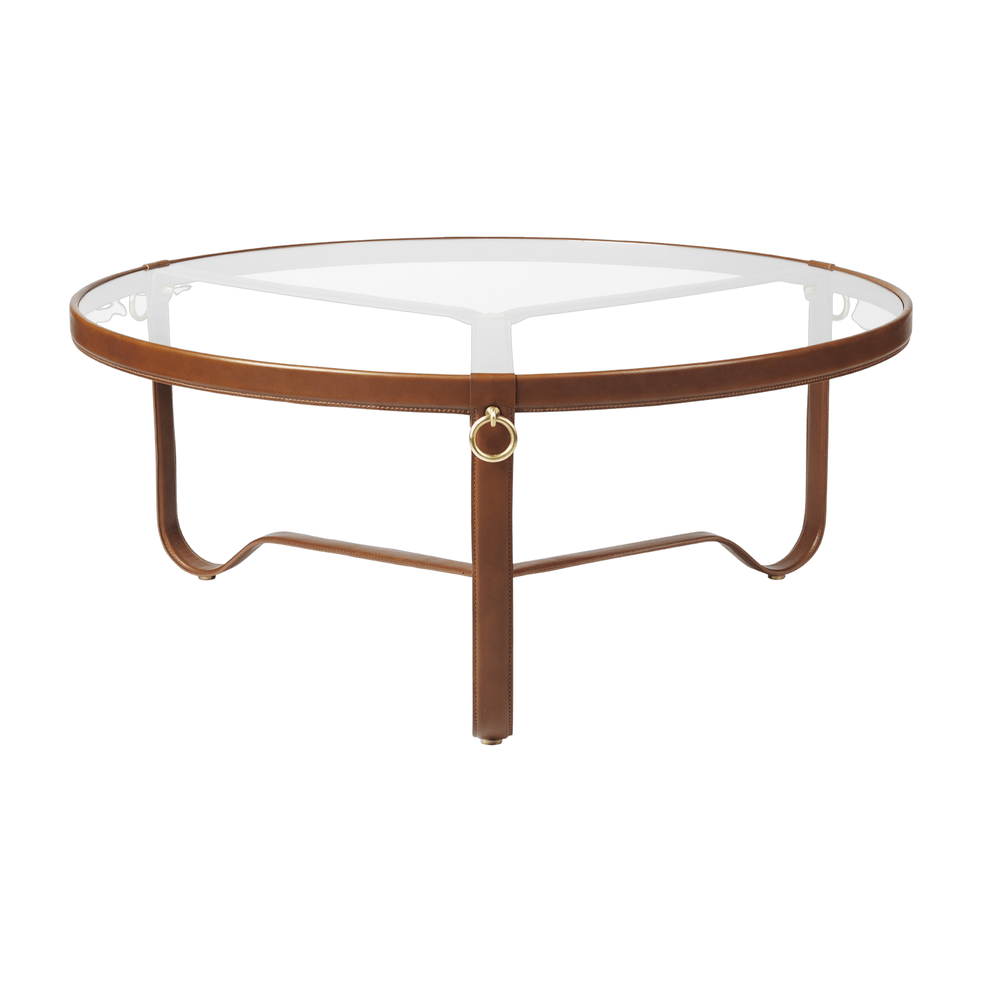 Table basse circulaire cuir marron 100 cm Adnet - Gubi - The Cool Republic
