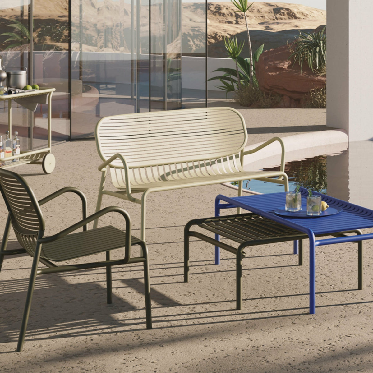Table basse de jardin jaune 127 cm Week end - Petite friture - The Cool Republic