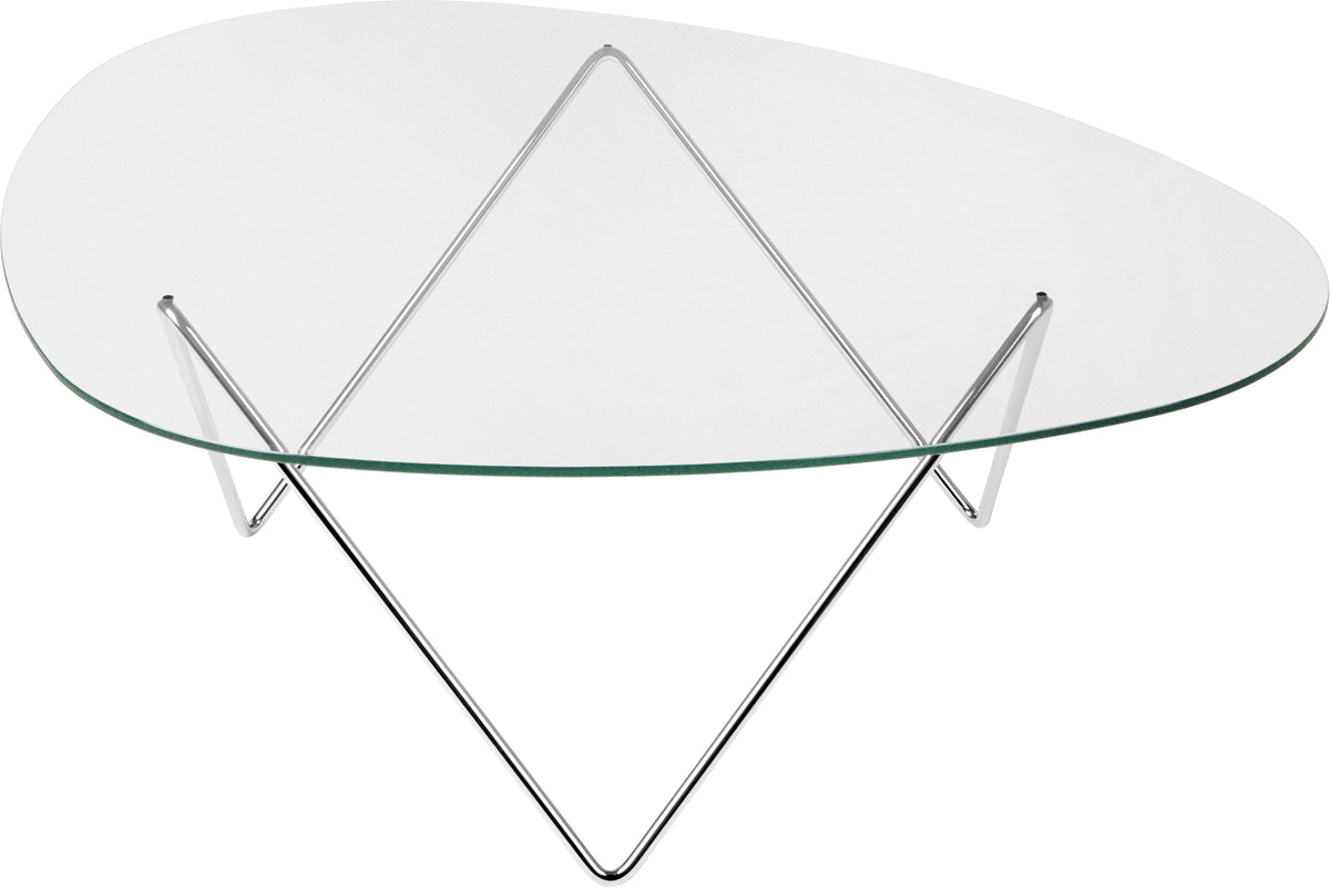 Table basse en acier chromé et verre 106cm Pedrera - Gubi