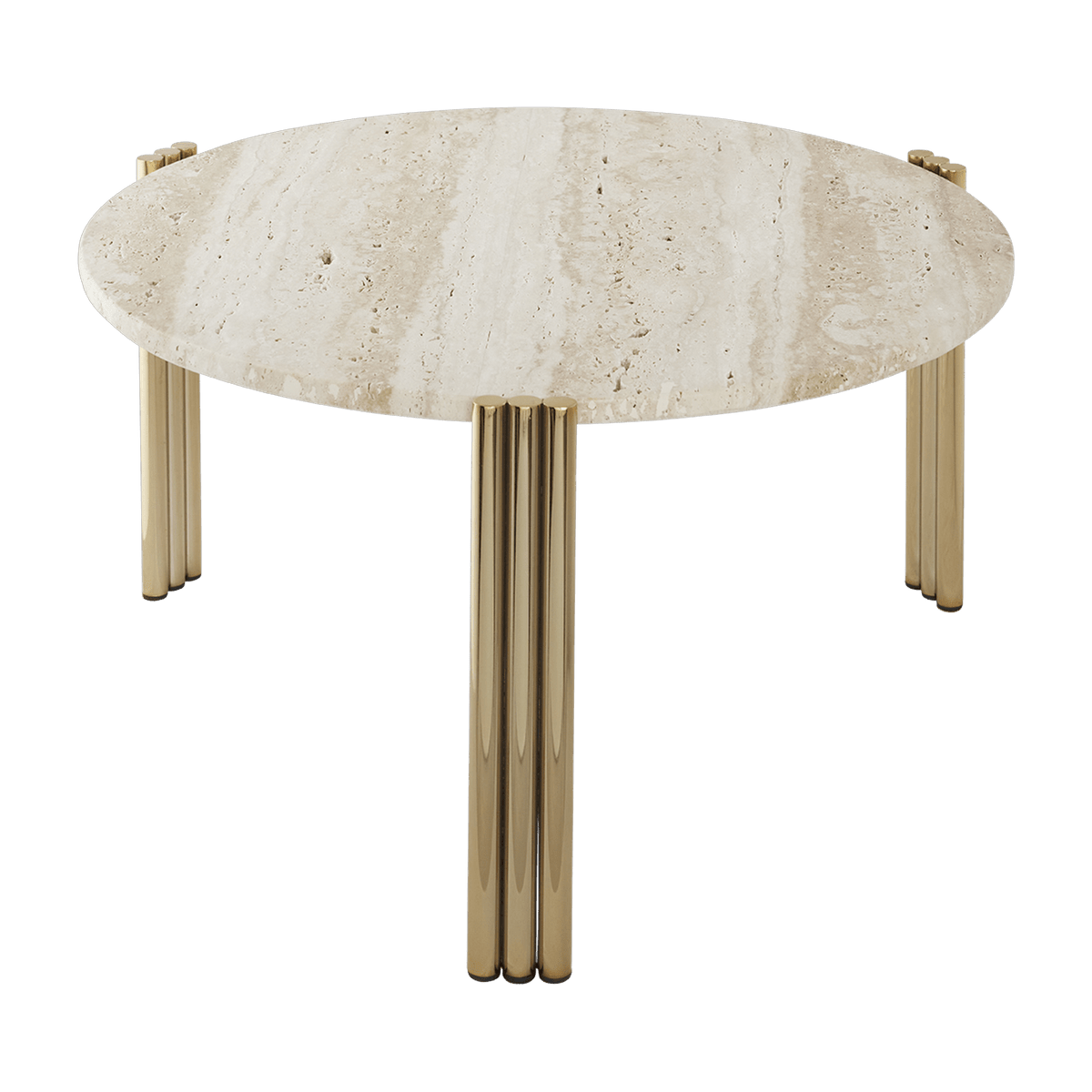 Table basse en acier doré et travertin sable 35 x 60 cm Tribus - AYTM - The Cool Republic