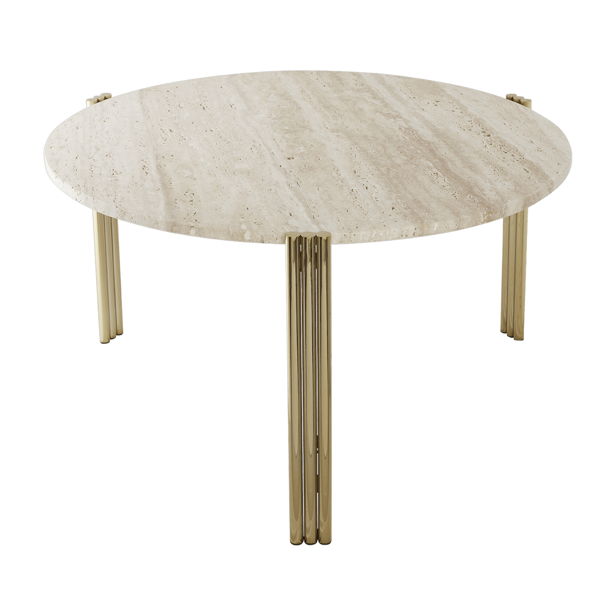 Table basse en acier doré et travertin sable 45 x 80 cm Tribus - AYTM - The Cool Republic