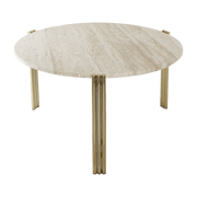 Table basse en acier doré et travertin sable 45 x 80 cm Tribus - AYTM - The Cool Republic