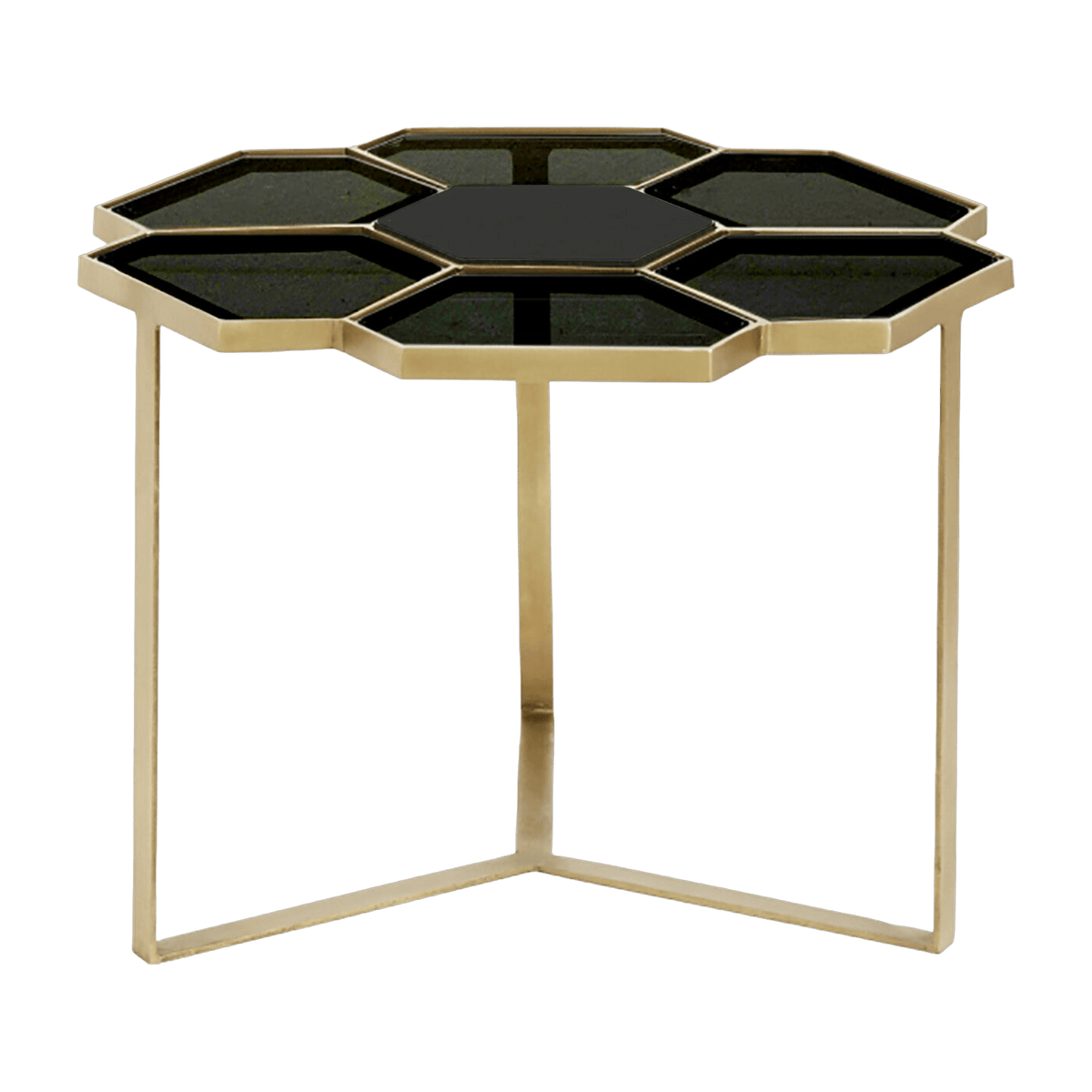 Table basse en acier doré et verre noir 60 cm Flower - Nordal - The Cool Republic