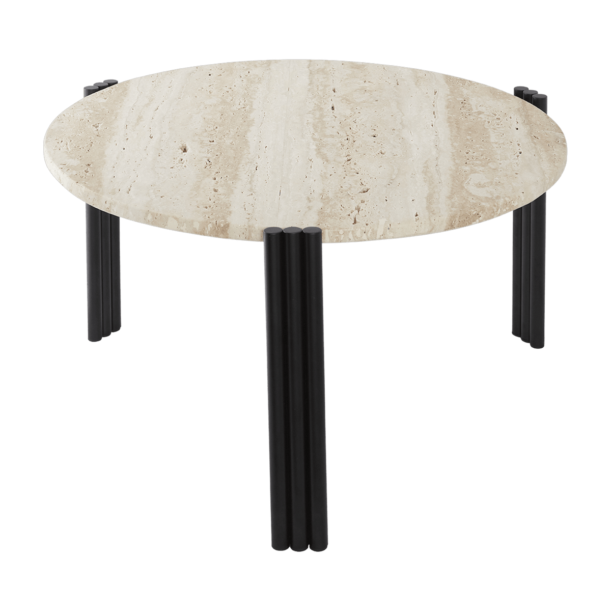 Table basse en acier noir et travertin sable 35 x 60 cm Tribus - AYTM - The Cool Republic