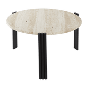 Table basse en acier noir et travertin sable 35 x 60 cm Tribus - AYTM - The Cool Republic