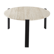 Table basse en acier noir et travertin sable 45 x 80 cm Tribus - AYTM - The Cool Republic