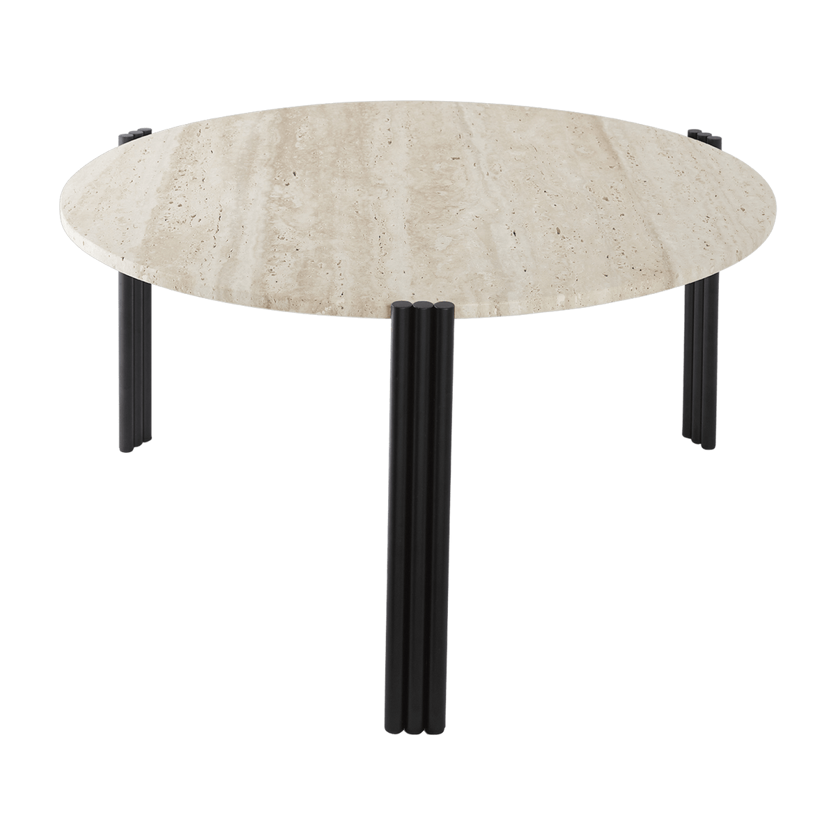 Table basse en acier noir et travertin sable 45 x 80 cm Tribus - AYTM - The Cool Republic